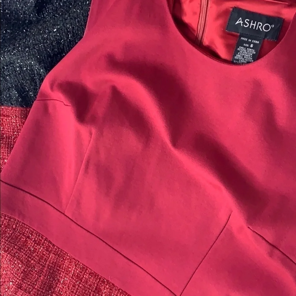 Ashro Tweed Color blocked Overcoat & Matching Dress women’s Size 6 medium set